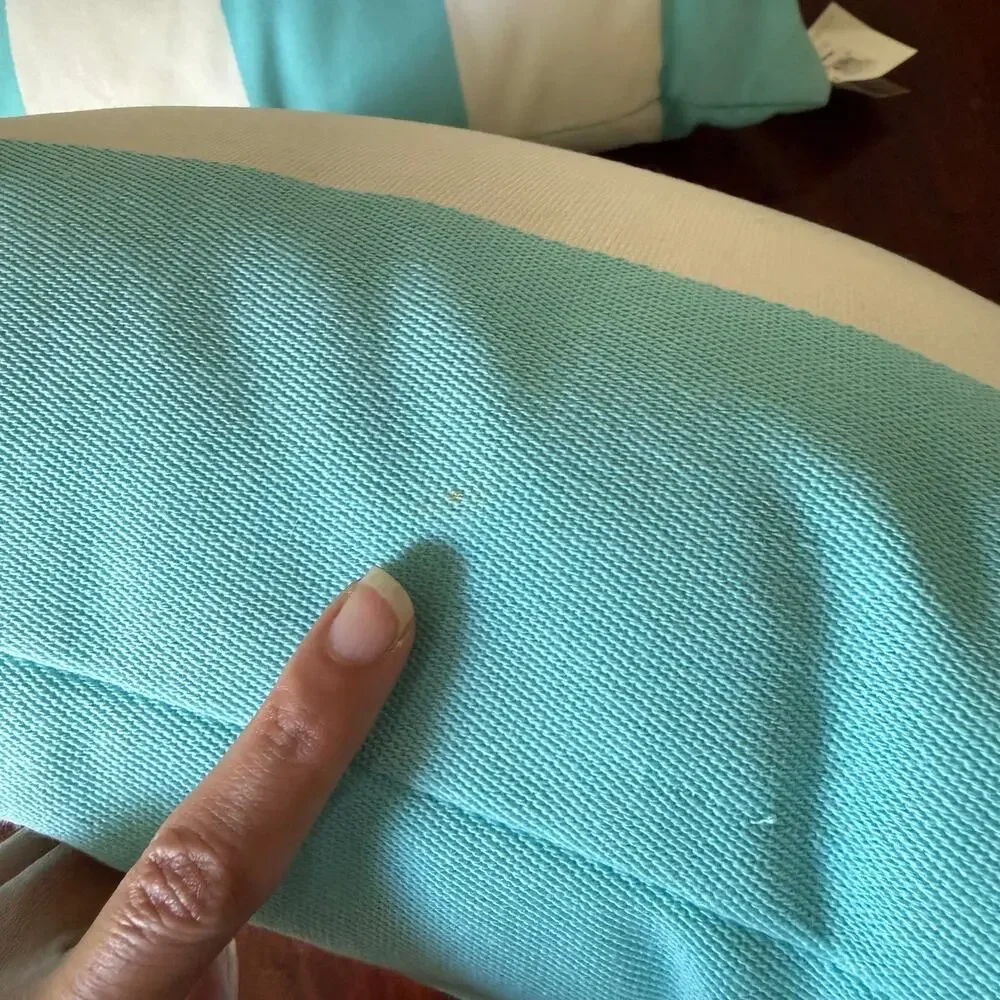 New Pottery Barn Classic turquoise striped pillows  20 in set of 2
